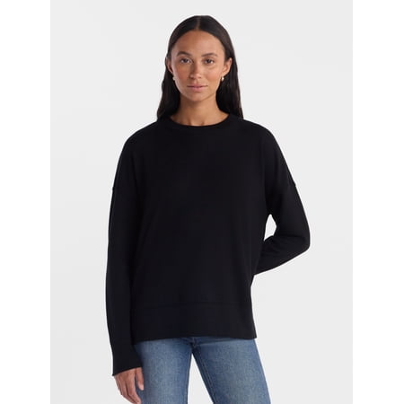 Time and Tru Women's and Women's Plus Crewneck Sweatshirt with Long Sleeves, Sizes XS-4X