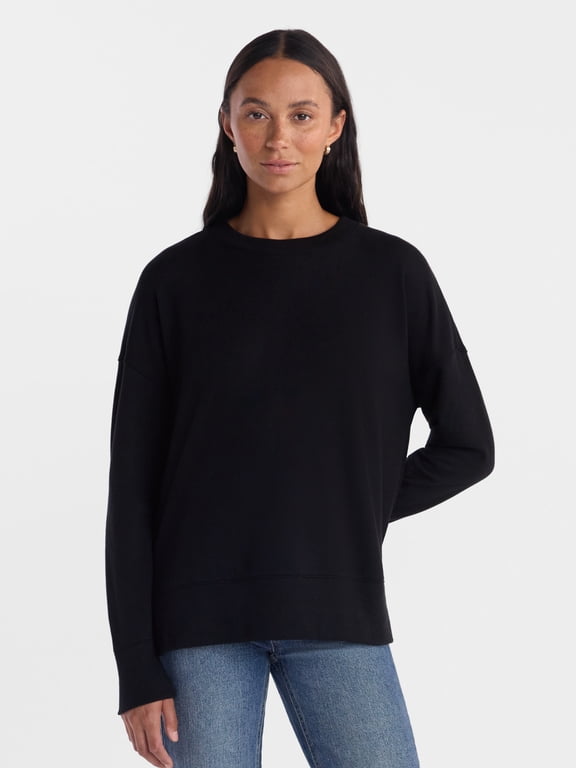 Women's and Women's Plus Crewneck Sweatshirt with Long Sleeves, Sizes XS-4X