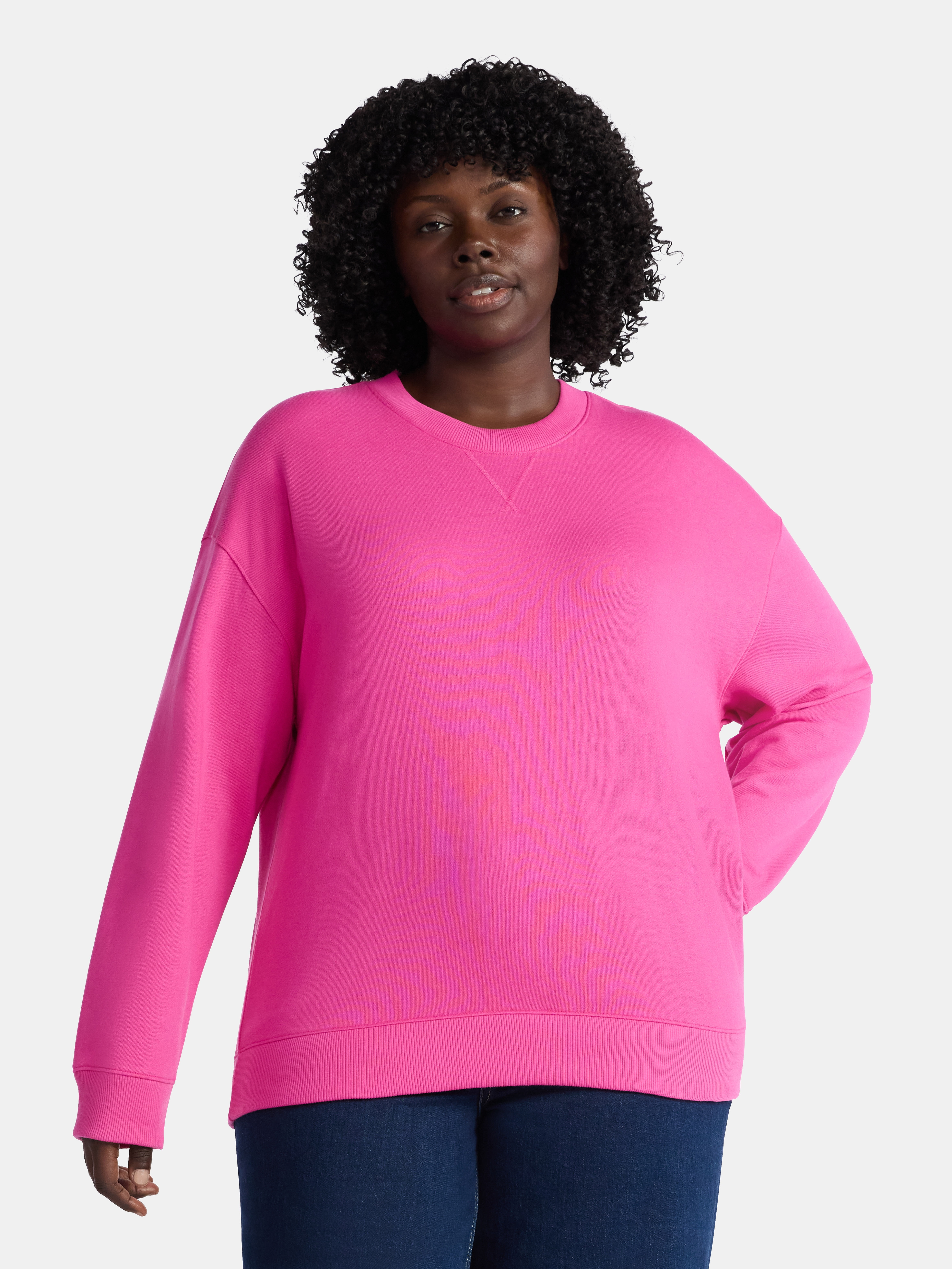 Time and Tru Women's and Women's Plus Crewneck Sweatshirt with Long Sleeves, Sizes XS-4X