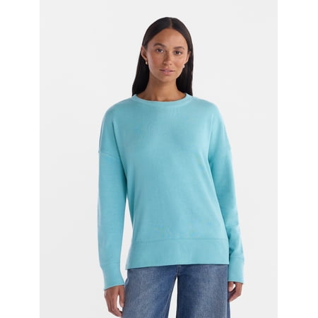 Time and Tru Women's and Women's Plus Crewneck Sweatshirt with Long Sleeves, Sizes XS-4X