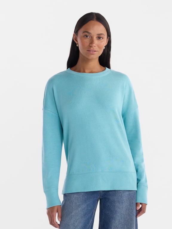 Women's and Women's Plus Crewneck Sweatshirt with Long Sleeves, Sizes XS-4X