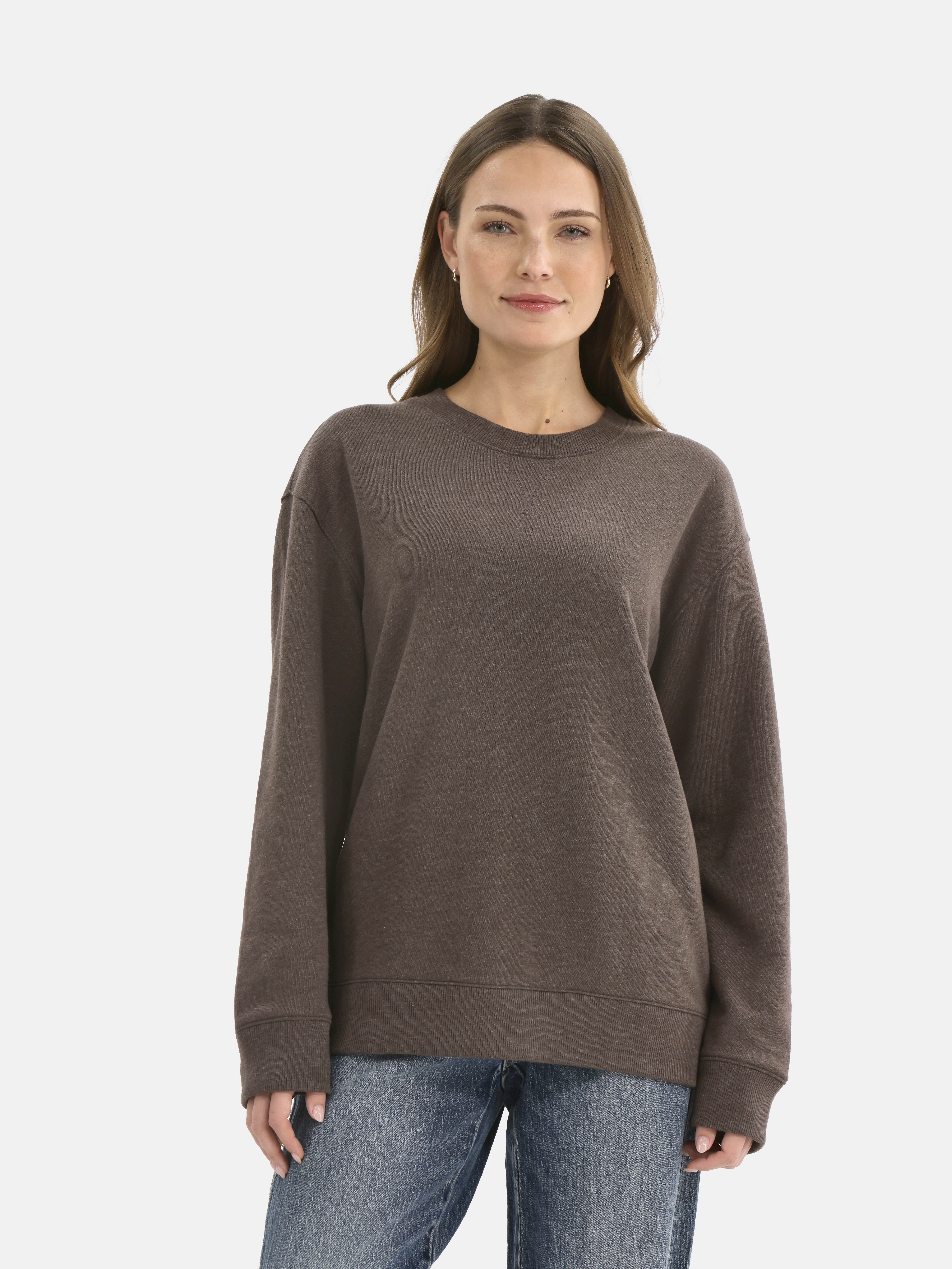 Women's and Women's Plus Crewneck Sweatshirt with Long Sleeves, Sizes XS-4X