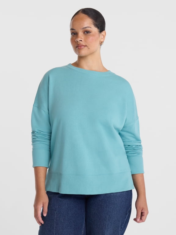 Women's and Women's Plus Crewneck Sweatshirt with Long Sleeves, Sizes XS-4X