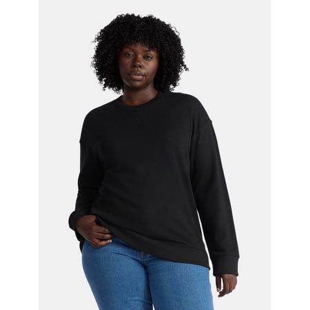 Time and Tru Women's and Women's Plus Crewneck Sweatshirt with Long Sleeves, Sizes XS-4X