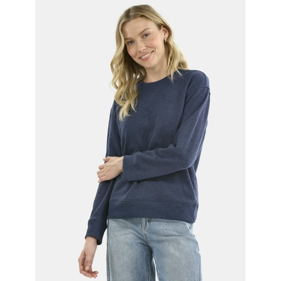 Time and Tru Women's and Women's Plus Crewneck Sweatshirt with Long Sleeves, Sizes XS-4X