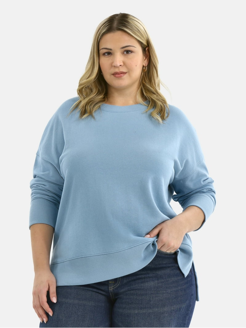 Time and Tru Women's Tunic Sweatshirt with High-Low Hem, Sizes XS