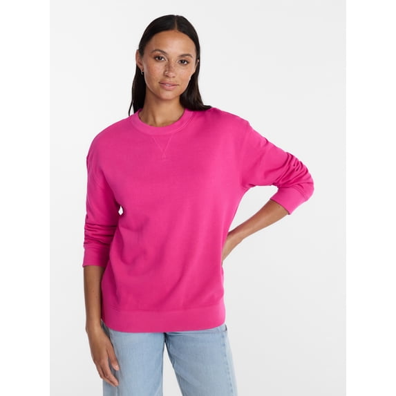 Time and Tru Women's and Women's Plus Crewneck Sweatshirt with Long Sleeves, Sizes XS-4X