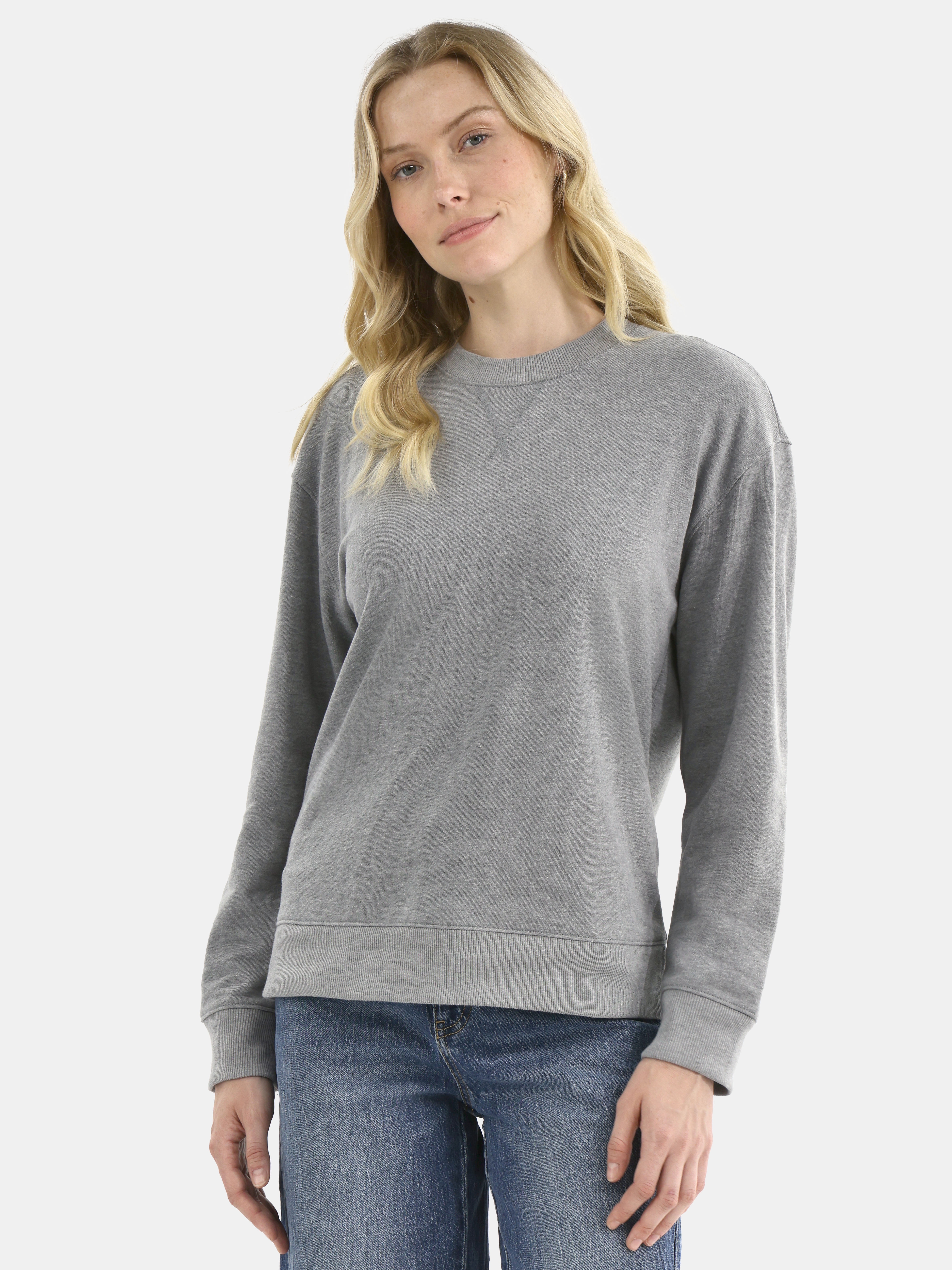 Time and Tru Women's and Women's Plus Crewneck Sweatshirt with Long Sleeves, Sizes XS-4X