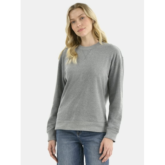Time and Tru Women's and Women's Plus Crewneck Sweatshirt with Long Sleeves, Sizes XS-4X
