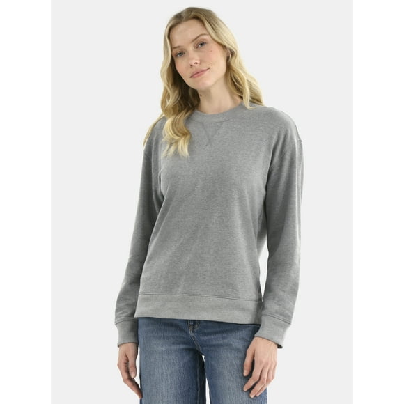 Time and Tru Women's and Women's Plus Crewneck Sweatshirt with Long Sleeves, Sizes XS-4X