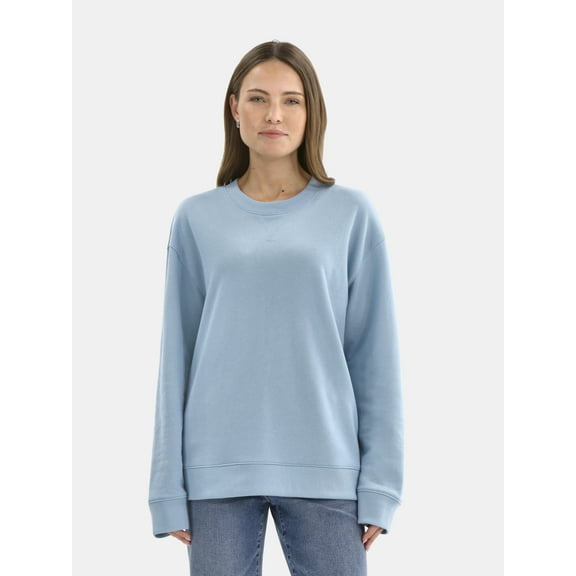 Time and Tru Women's and Women's Plus Crewneck Sweatshirt with Long Sleeves, Sizes XS-4X