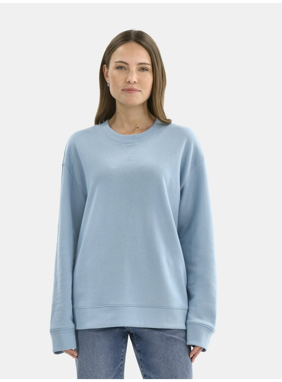 Women's and Women's Plus Crewneck Sweatshirt with Long Sleeves, Sizes XS-4X