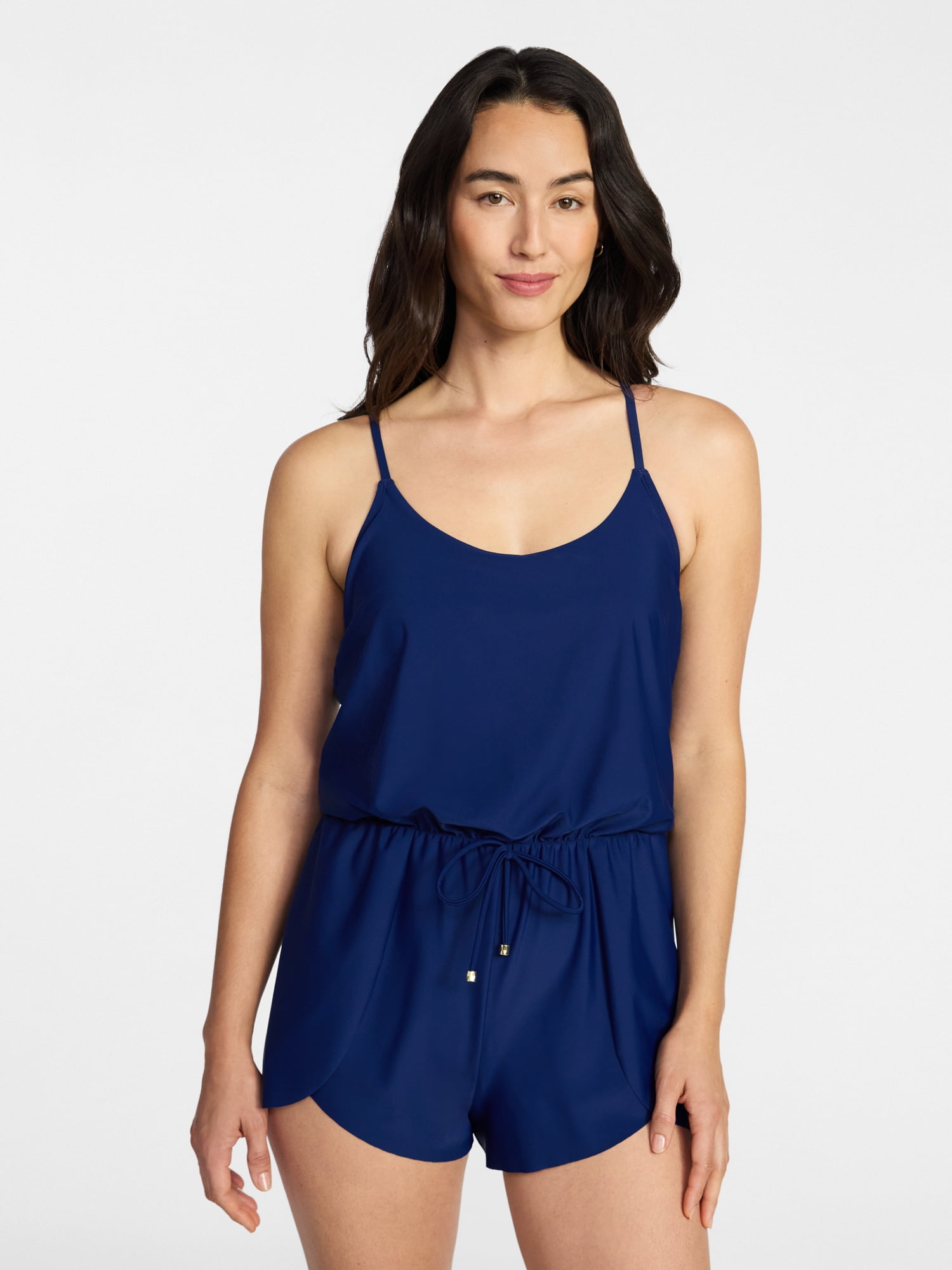 Time and Tru Women's and Women's Plus Size Tank Romper Swimsuit, Sizes XS-3X