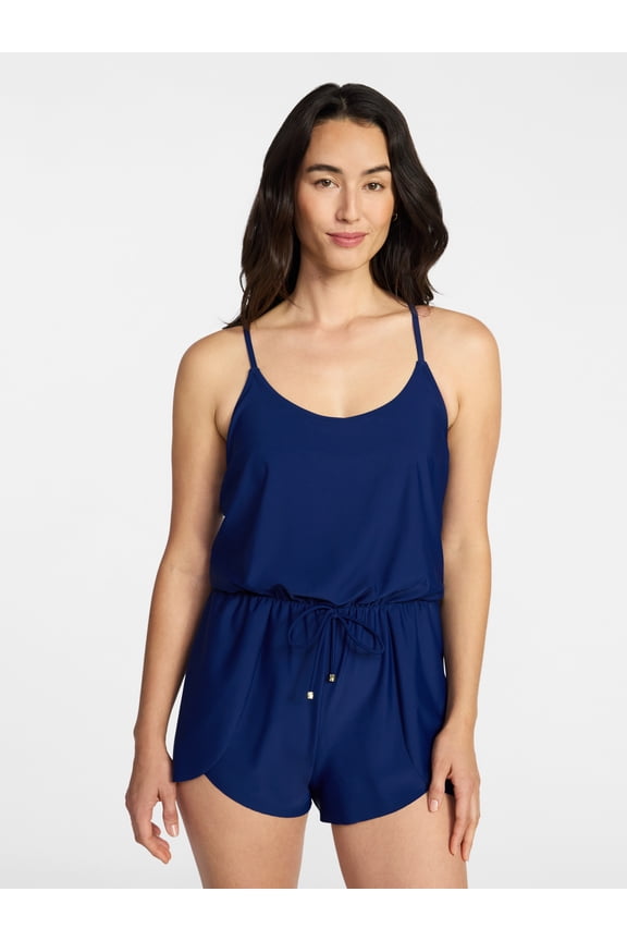 Women's and Women's Plus Size Tank Romper Swimsuit, Sizes XS-3X