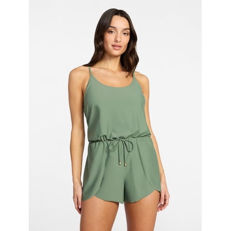 Time and Tru Women's Tank Romper Swimsuit, Sizes XS-3X
