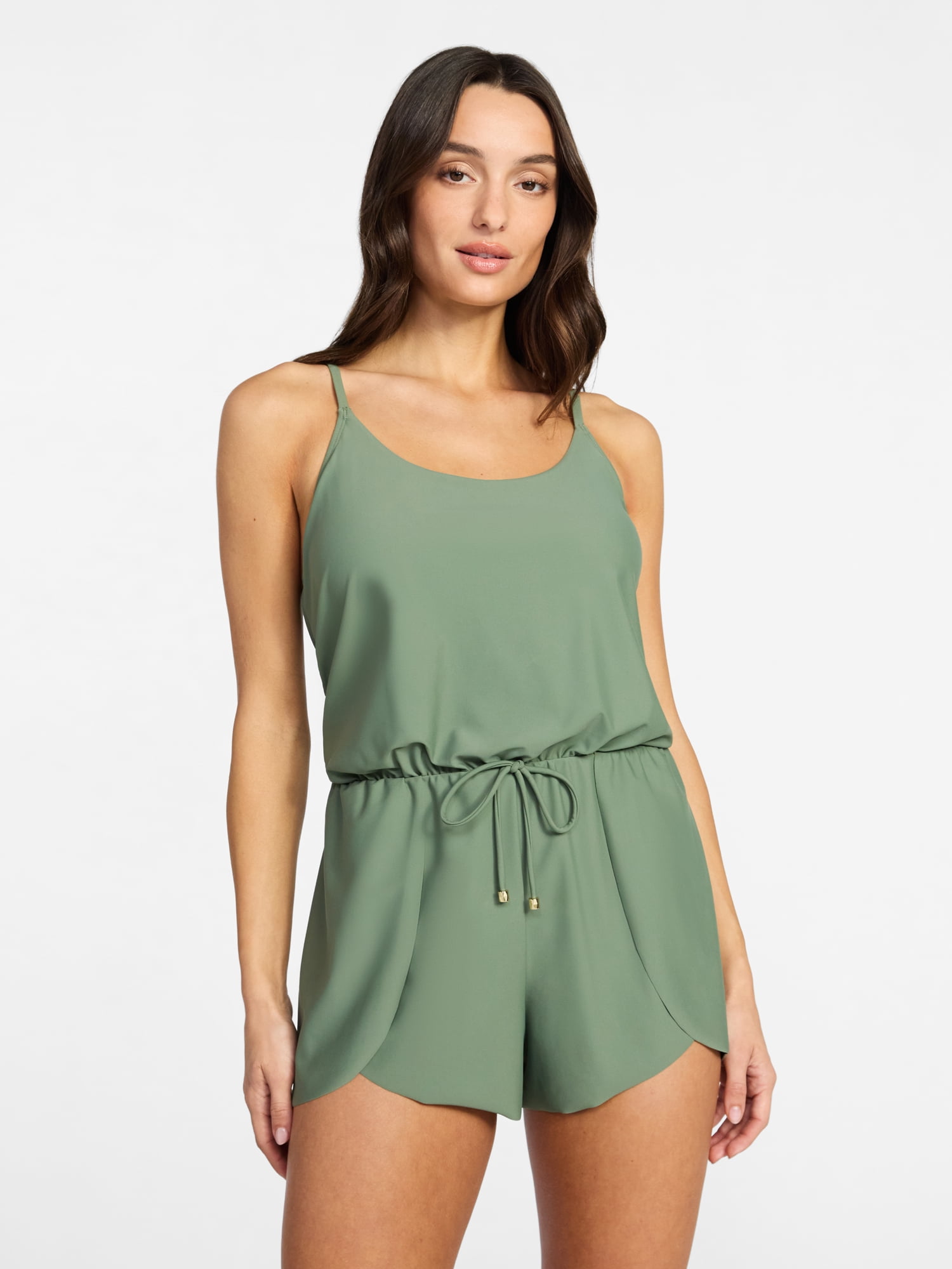 Time and Tru Women's Tank Romper Swimsuit, Sizes XS-3X