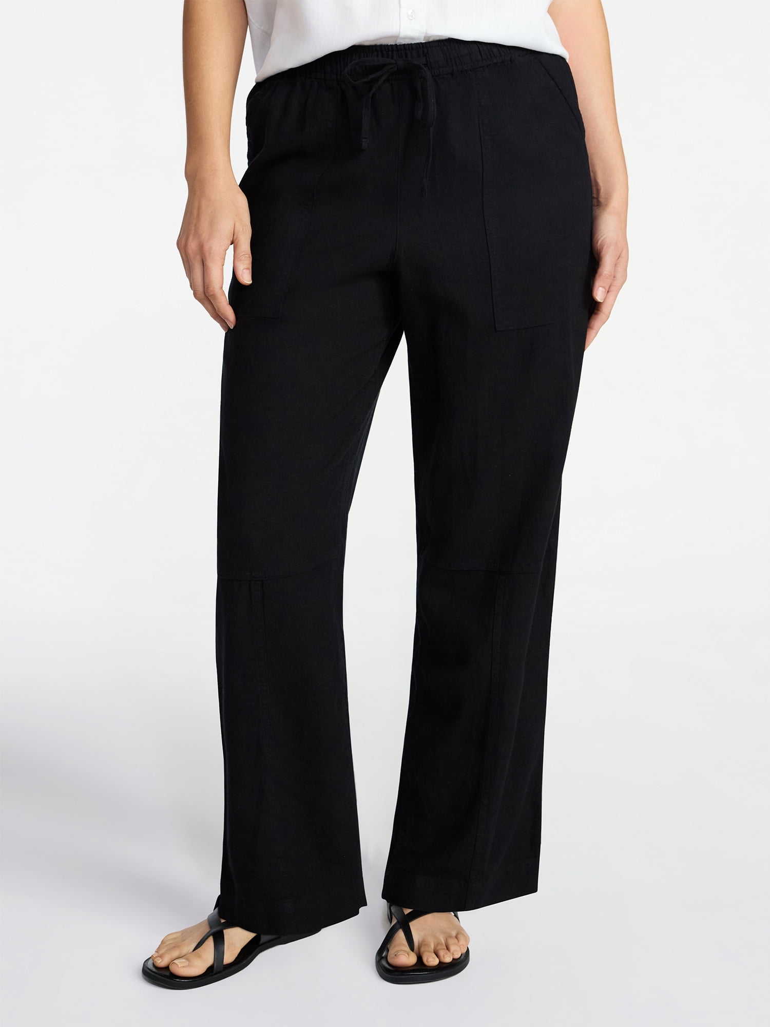 Time and Tru Women's Tapered Linen Blend Pants, Sizes XS-XXXL