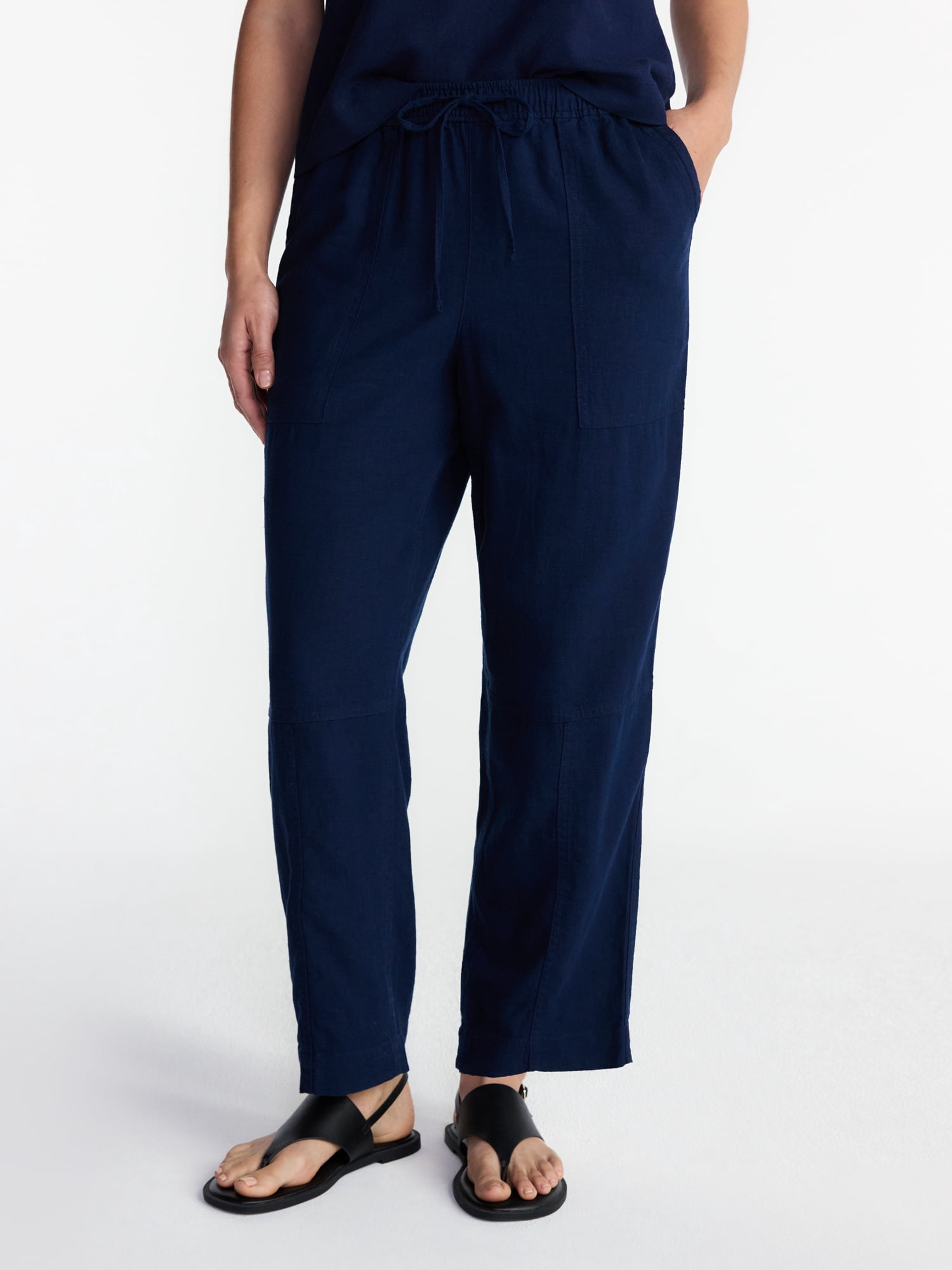 Time and Tru Women's Tapered Linen Blend Pants, Sizes XS-XXXL