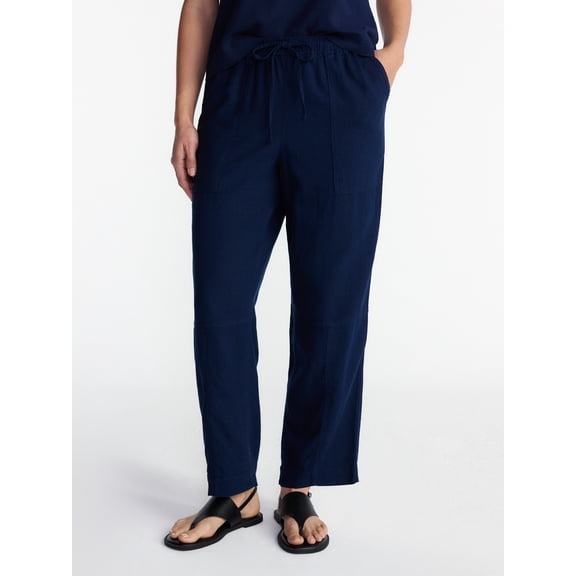 Time and Tru Women's Tapered Linen Blend Pants, Sizes XS-XXXL