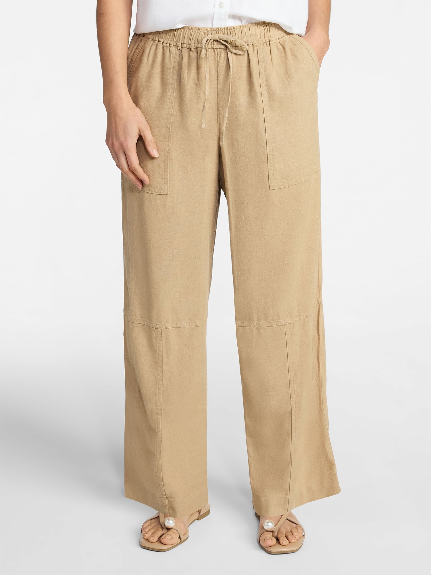 Time and Tru Women's Tapered Linen Blend Pants, Sizes XS-XXXL