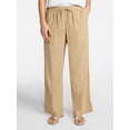 thumbnail image 1 of Time and Tru Women's Tapered Linen Blend Pants, Sizes XS-XXXL, 1 of 6