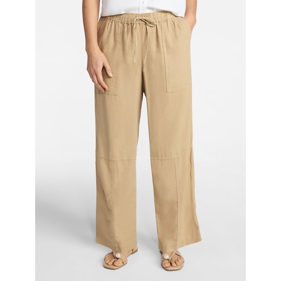 Time and Tru Women's Tapered Linen Blend Pants, Sizes XS-XXXL