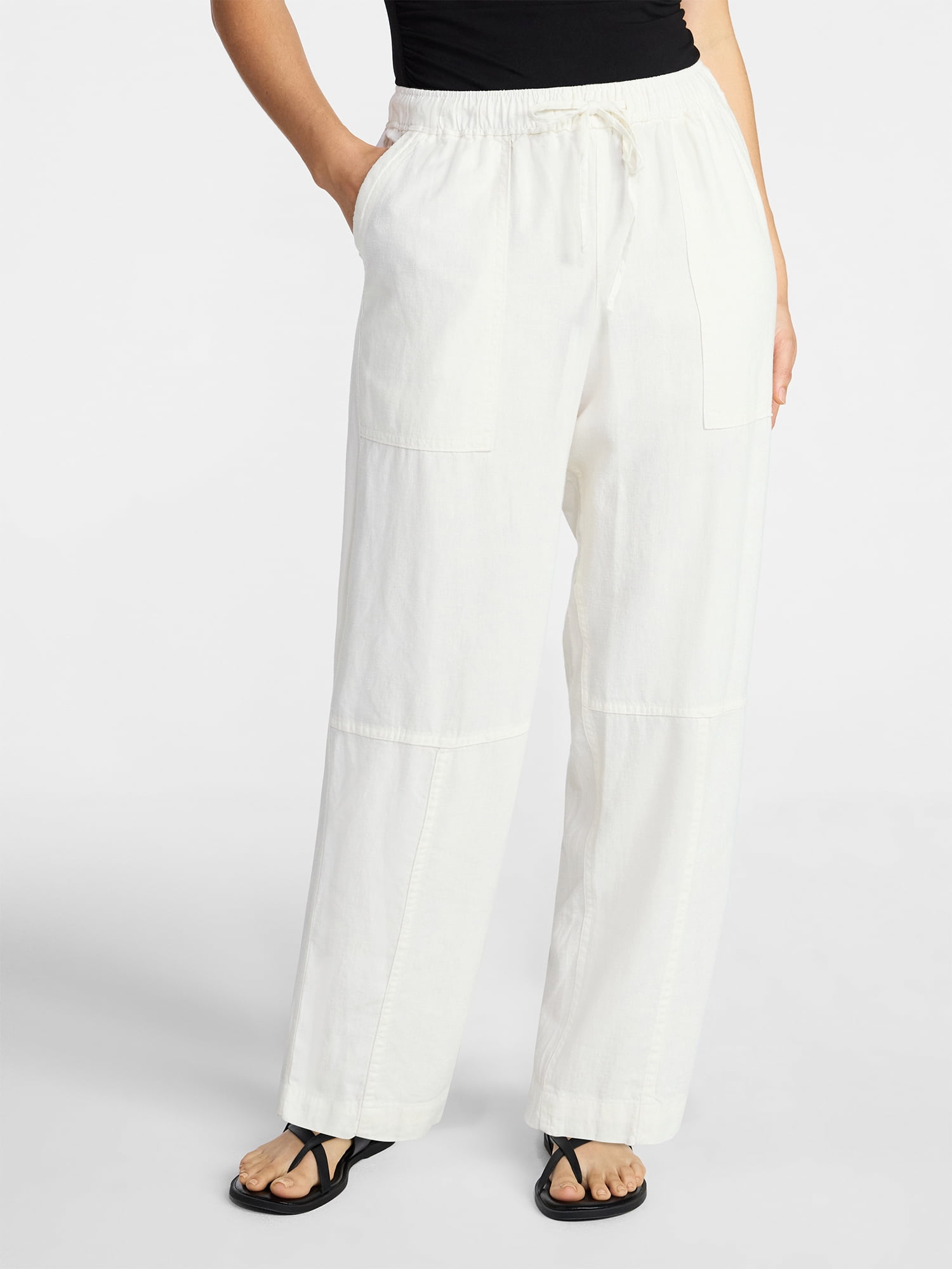 Time and Tru Women's Tapered Linen Blend Pants, Sizes XS-XXXL