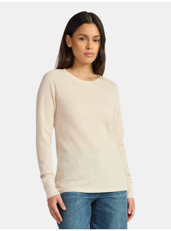 Women's Thermal Tee with Long Sleeves, Size XS-XXXL
