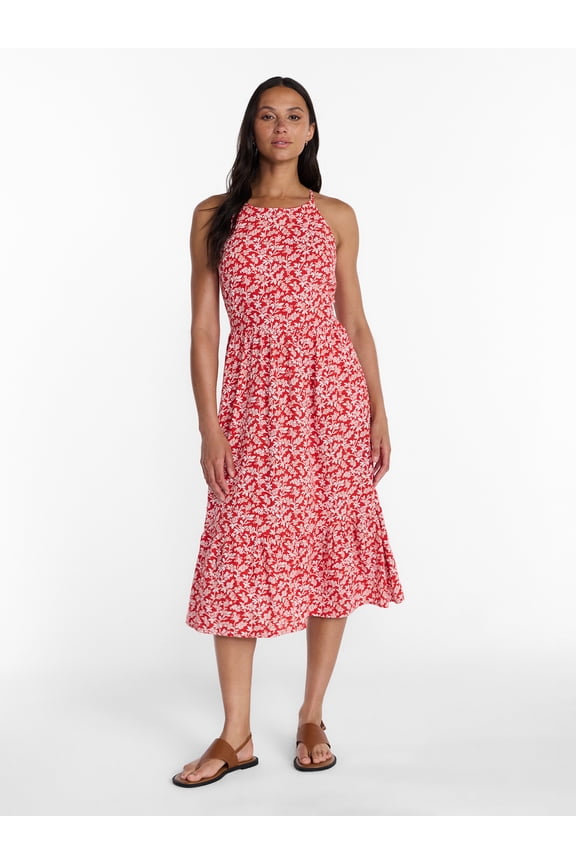 Women's Linen Blend Lace Up Halter Dress, Sizes XS-XXXL