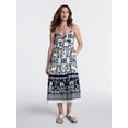 thumbnail image 1 of Time and Tru Women's Tie Bodice Strappy Midi Dress, Sizes XS-XXXL, 1 of 4