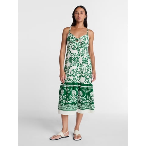 Women's Tie Bodice Strappy Midi Dress, Sizes XS-XXXL