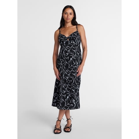 Women's Tie Front Sleeveless Midi Dress, Sizes XS-XXXL