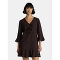 thumbnail image 1 of Time and Tru Women's Plaid Tie Front Mini Dress, Sizes XS-XXXL, 1 of 5