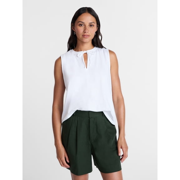 Time and Tru Women’s Tie Front Sleeveless Top, Sizes XS-XXXL