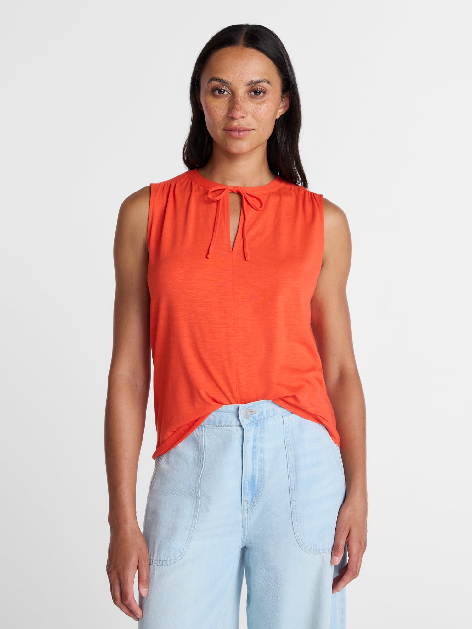 Time and Tru Women’s Tie Front Sleeveless Top, Sizes XS-XXXL