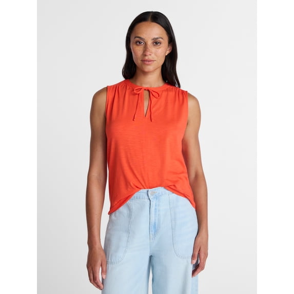 Time and Tru Women’s Tie Front Sleeveless Top, Sizes XS-XXXL
