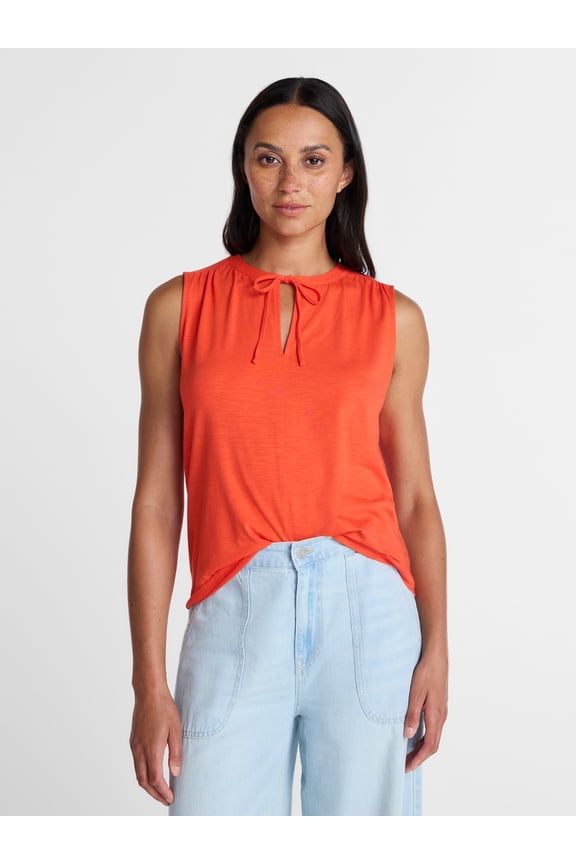 Women’s Tie Front Sleeveless Top, Sizes XS-XXXL