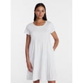 thumbnail image 1 of Time and Tru Women's Tiered Cotton Mini Dress with Short Sleeves, Sizes XS-XXXL, 1 of 5