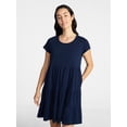 thumbnail image 1 of Time and Tru Women's Tiered Cotton Mini Dress with Short Sleeves, Sizes XS-XXXL, 1 of 6