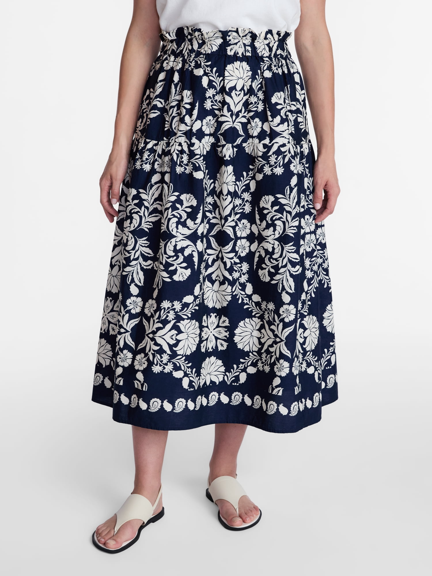 Time and Tru Women’s Tiered Cotton Maxi Skirt, Sizes XS-XXXL