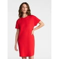 thumbnail image 1 of Time and Tru Women's Cotton T-Shirt Dress with Short Sleeves, Sizes XS-XXXL, 1 of 6