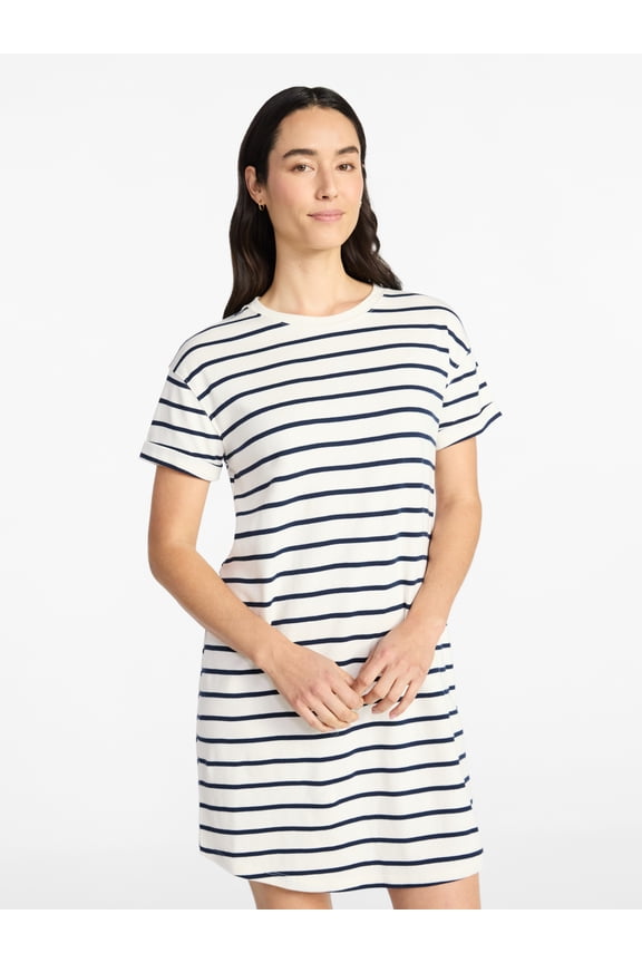 Women's Cotton T-Shirt Dress with Short Sleeves, Sizes XS-XXXL