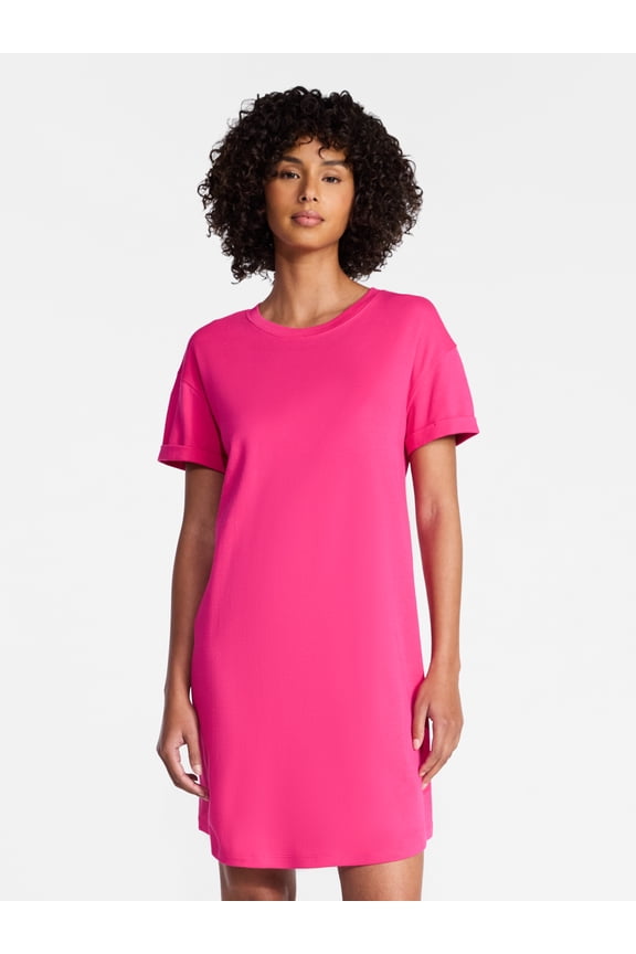 Women's Cotton T-Shirt Dress with Short Sleeves, Sizes XS-XXXL