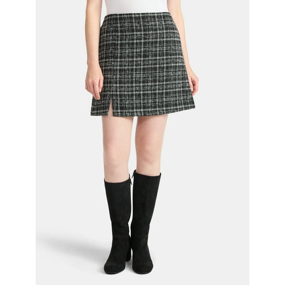 Time and Tru Women's Tweed Mini Skirt, Sizes XS-XXXL
