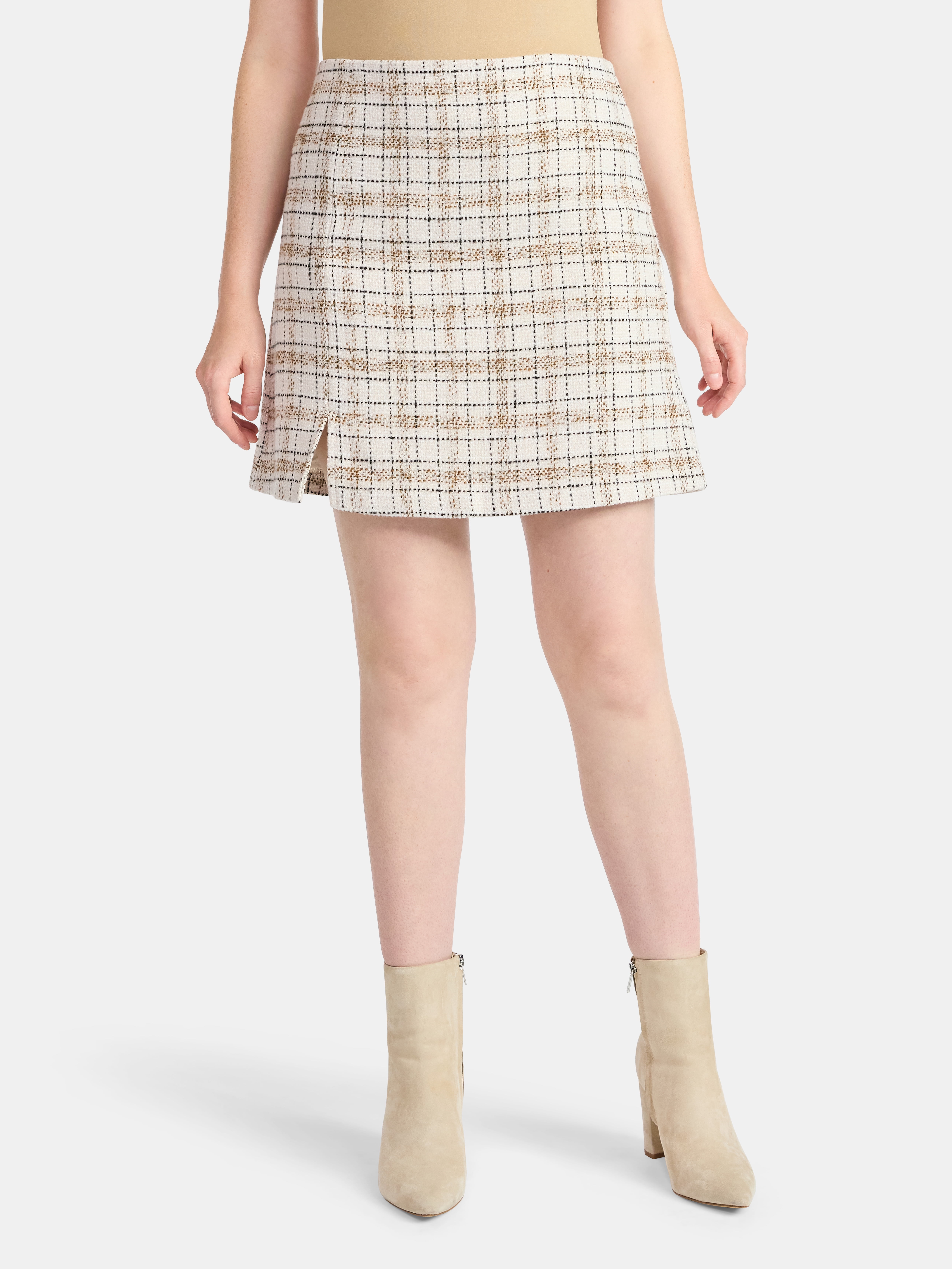 Time and Tru Women's Tweed Mini Skirt, Sizes XS-XXXL