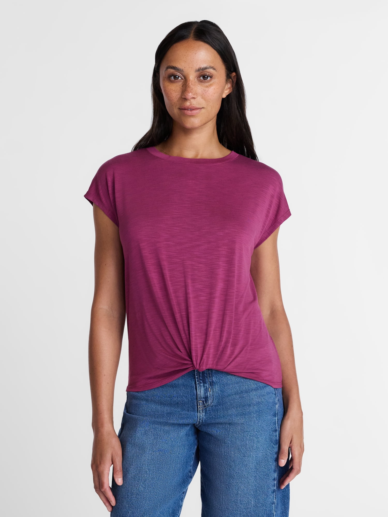 Time and Tru Women's Twist Cap Sleeve Top Sizes XS-XXXL