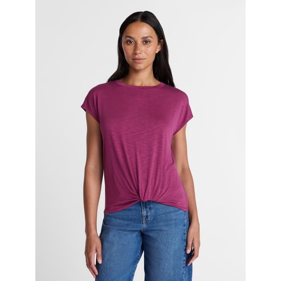 Time and Tru Women's Twist Cap Sleeve Top Sizes XS-XXXL