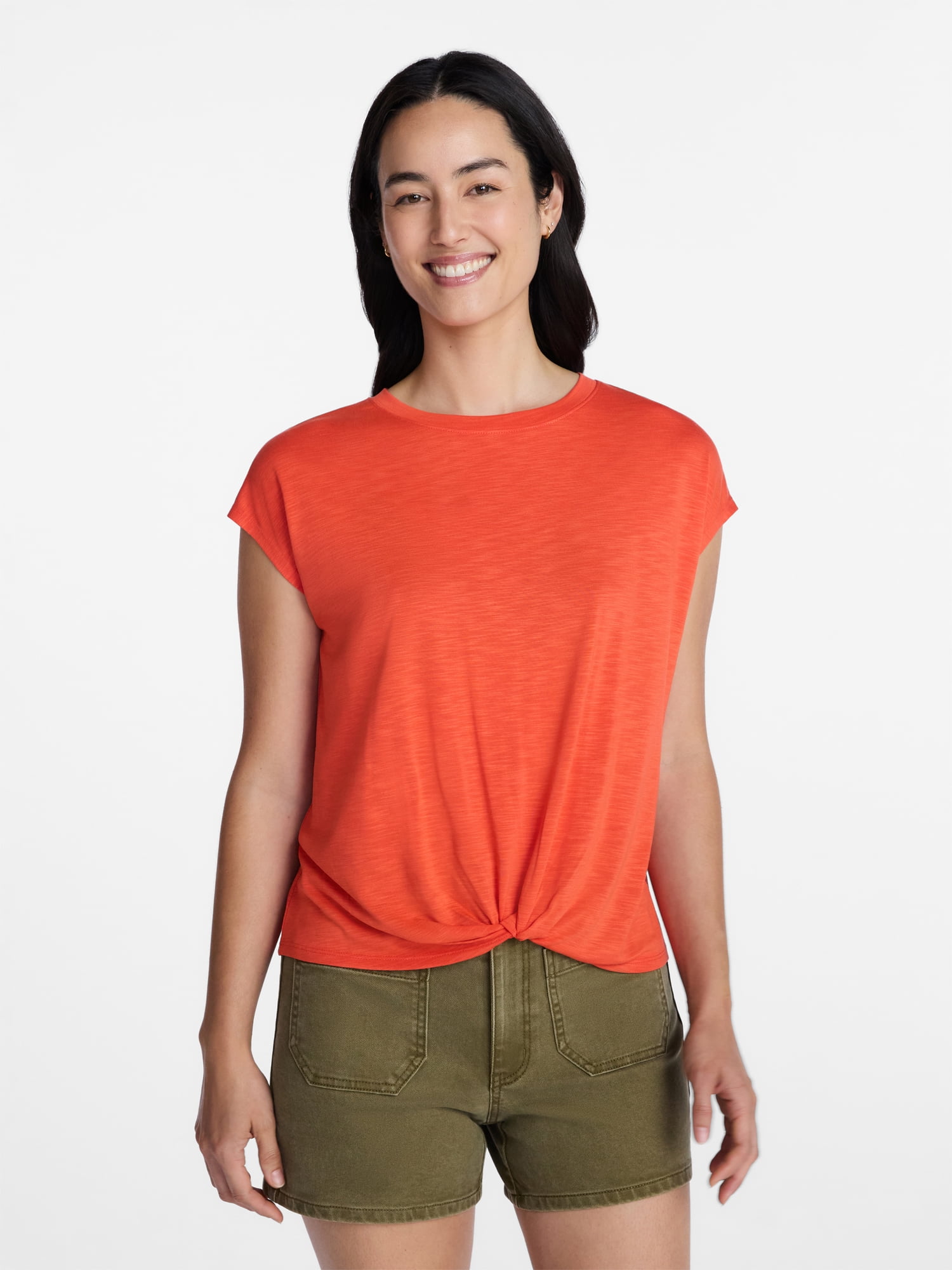 Time and Tru Women's Twist Front Top, Sizes XS-XXXL