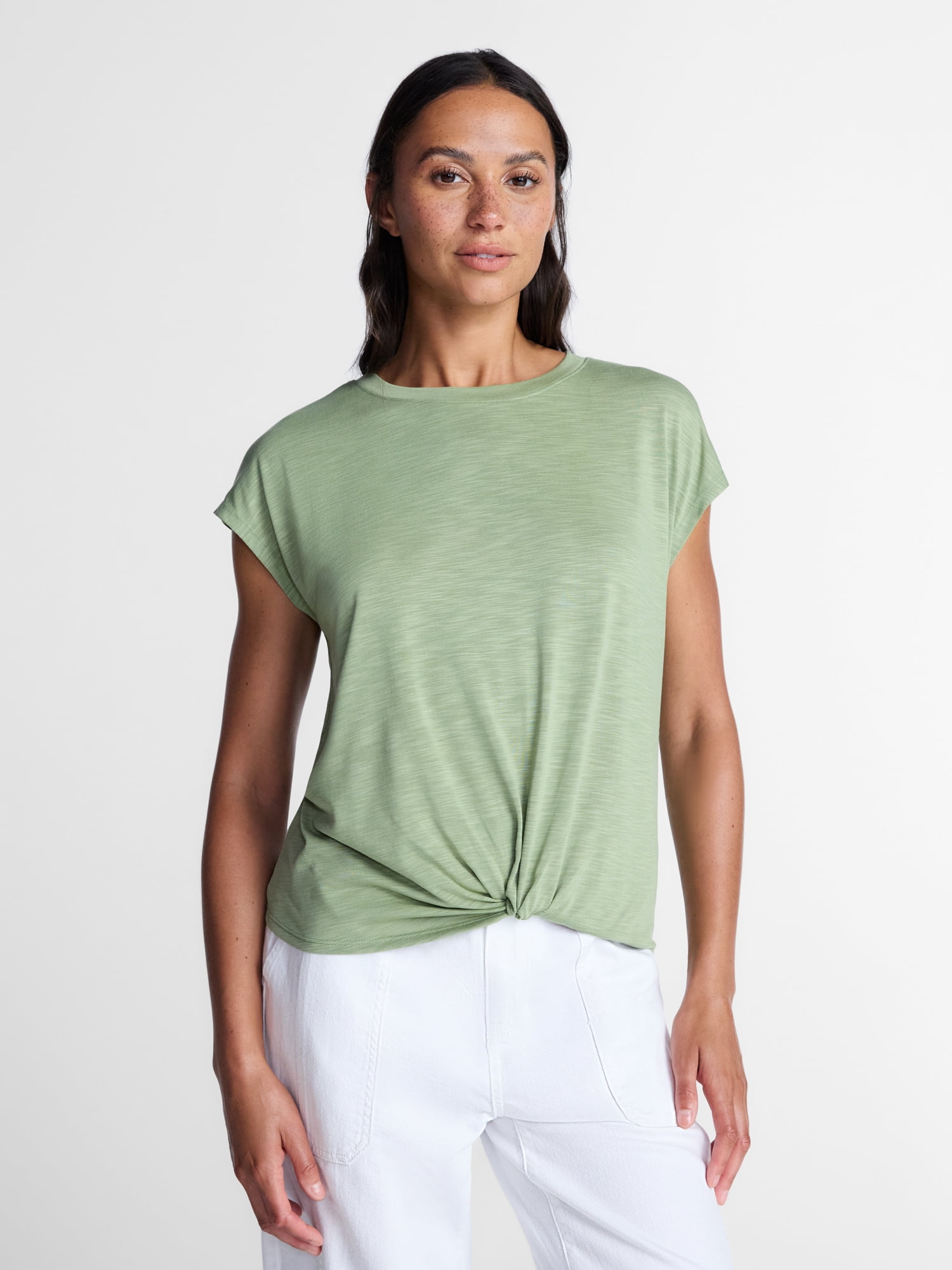 Time and Tru Women's Twist Front Top, Sizes XS-XXXL