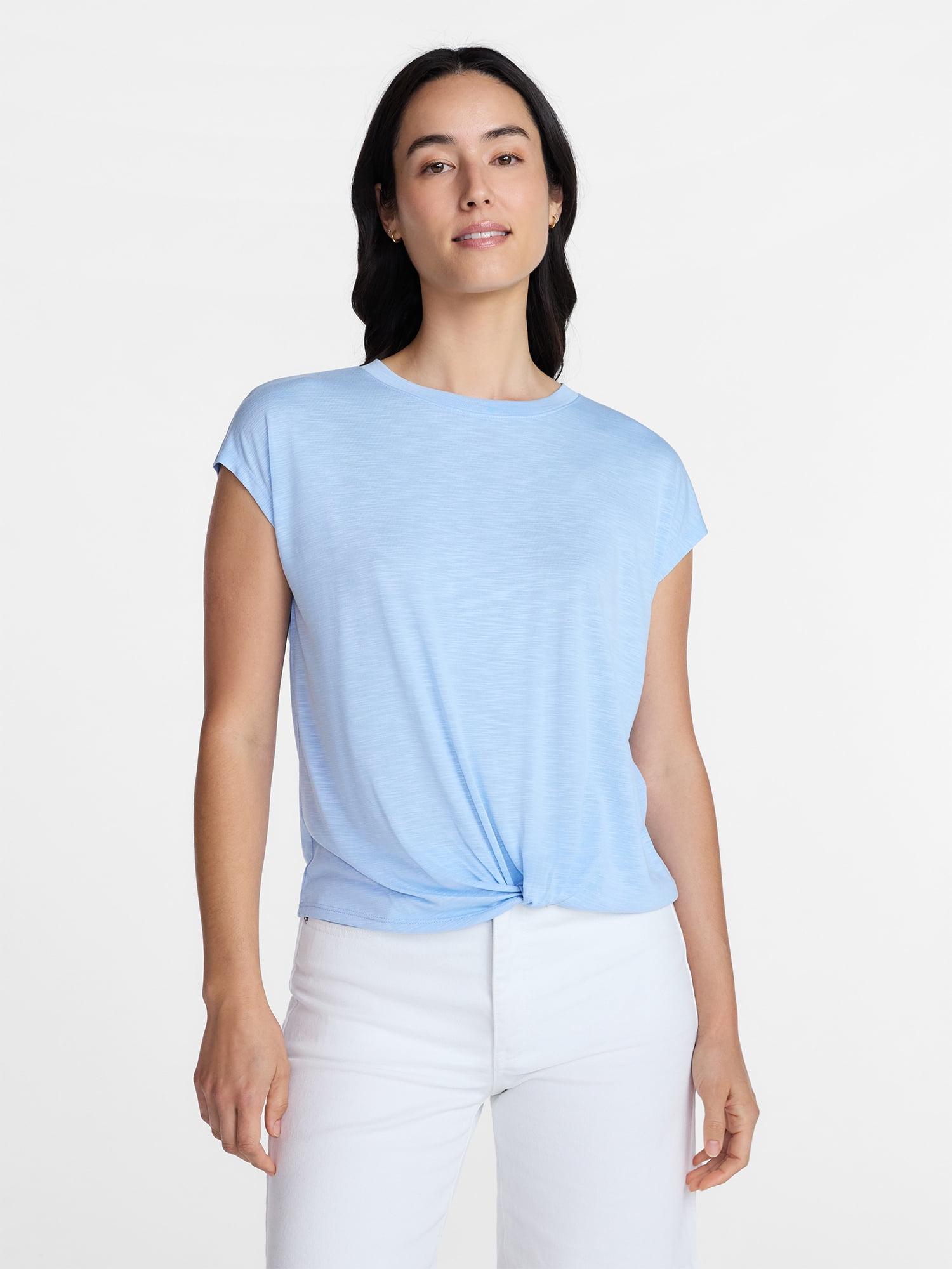 Time and Tru Women's Twist Front Top, Sizes XS-XXXL